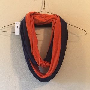 Orange and blue infinity scarf